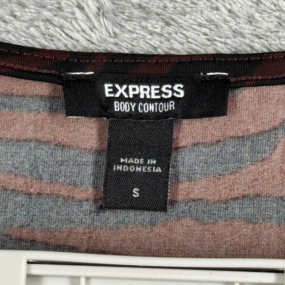 Express Body Contour Zebra Thong Bodysuit‎ Animal Print Stretch Top Layer S Club